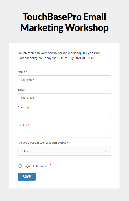 Signup page